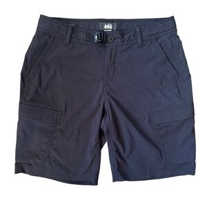 REI Co-op Womens Black Hiking Cargo Shorts w/ Belt Relaxed Size 6 Outdoor Trail